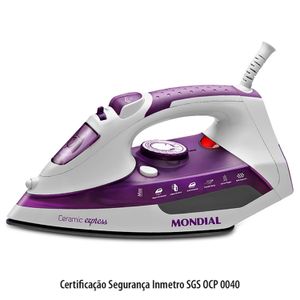 Ferro de Passar a Vapor Mondial com Spray Ceramic Express F-40 Roxo