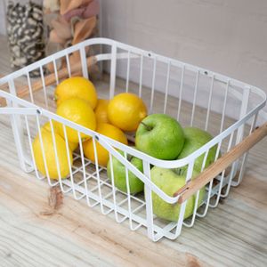 Cesto com Alça Metalla 36x26cm Branco - Yoi