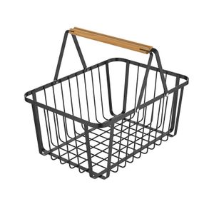 Cesto com Alça Metalla 36x26cm Preto - Yoi