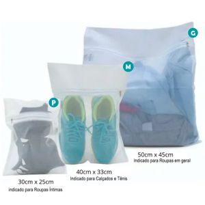 Conjunto de Sacos para Lavar Roupas Bag Limp 3 Peças