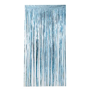 Cortina Franja Metal 1x2m Azul Bebê - Silver Plastic