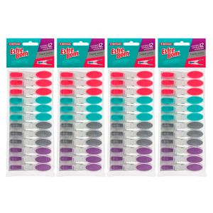 Kit Com 4 Prendedor para Roupa Emborrachado Esfrebom 12 Peças - Bettanin
