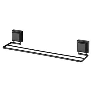 Suporte Toalha Duplo Quadrado Ventosas Preto Fosco - Future
