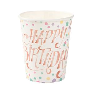 Copo Papel 270mL Happy Birthday Candy - Silver Plastic