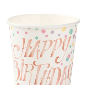 Copo Papel 270mL Happy Birthday Candy - Silver Plastic