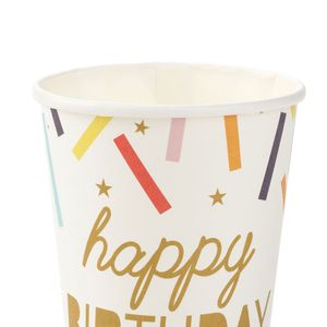 Copo Papel 270mL Happy Birthday - Silver Plastic