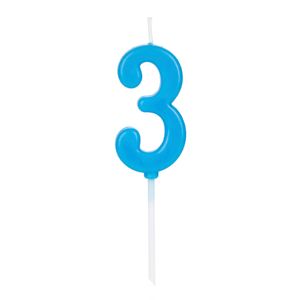 Vela Pick Número 3 Azul - Silver Plastic