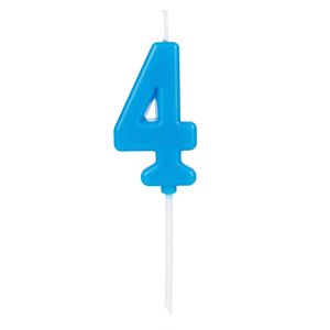 Vela Pick Número 4 Azul - Silver Plastic