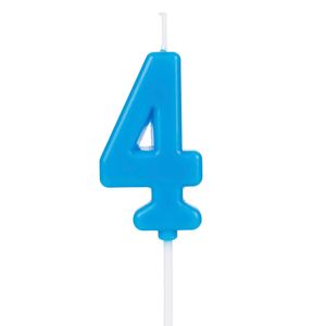 Vela Pick Número 4 Azul - Silver Plastic