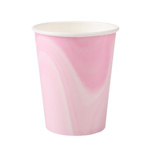 Copo Papel 270mL Marmorizado Rosa Bebe - Silver Plastic