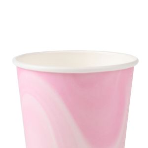 Copo Papel 270mL Marmorizado Rosa Bebe - Silver Plastic