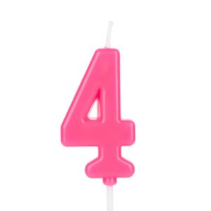 Vela Pick Número 4 Rosa - Silver Plastic