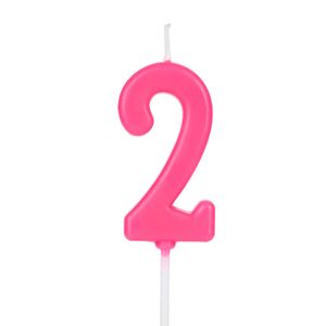 Vela Pick Número 2 Rosa - Silver Plastic