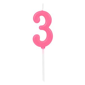 Vela Pick Número 3 Rosa - Silver Plastic
