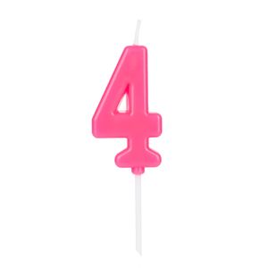 Vela Pick Número 4 Rosa - Silver Plastic