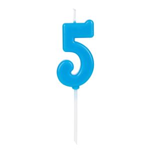 Vela Pick Número 5 Azul - Silver Plastic