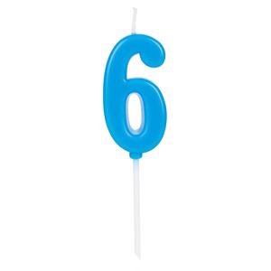 Vela Pick Número 6 Azul - Silver Plastic