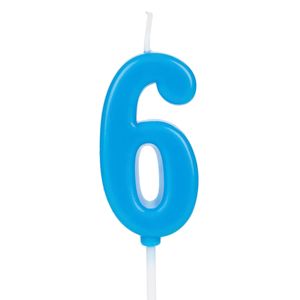 Vela Pick Número 6 Azul - Silver Plastic