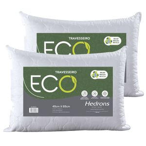 Kit Com 2 Travesseiros Eco Impermeável 45x65 Branco - Hedrons