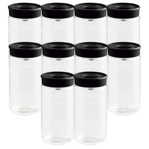 Kit Com 10 Potes Organiza Multidosador 350mL com Tampa Preta - Tiba
