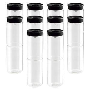 Kit Com 10 Potes Organiza Multidosador 730mL com Tampa Preta - Tiba