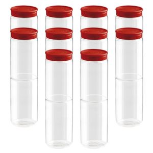 Kit Com 10 Potes Organiza Multidosador 730mL com Tampa Vermelha - Tiba