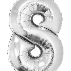 Balão Metalizado Número 8 34 Polegadas Prateado - Silver Plastic