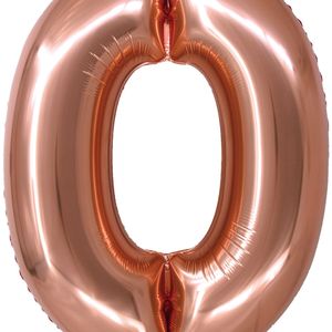 Balão Metalizado Número 0 34 Polegadas Rose Gold - Silver Plastic