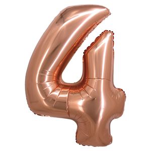 Balão Metalizado Número 4 34polegadas Rose Gold - Silver Plastic