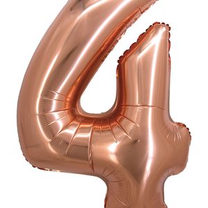 Balão Metalizado Número 4 34polegadas Rose Gold - Silver Plastic