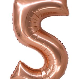 Balão Metalizado Número 5 34 Polegadas Rose Gold - Silver Plastic