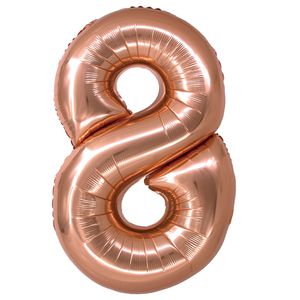 Balão Metalizado Número 8 34 Polegadas Rose Gold - Silver Plastic