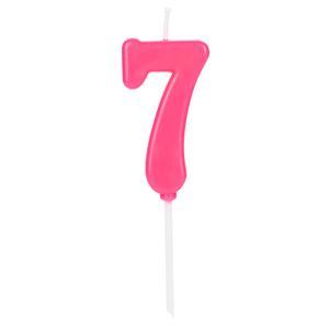 Vela Pick Número 7 Rosa - Silver Plastic
