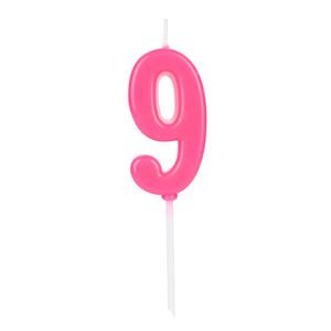 Vela Pick Número 9 Rosa - Silver Plastic