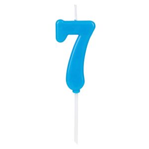 Vela Pick Número 7 Azul - Silver Plastic