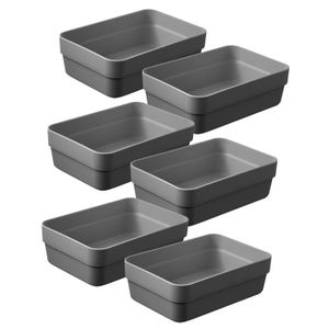 Kit Com 6 Caixas Organizadoras Retangular Logic 5,6x17cm Cinza - Martiplast
