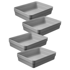 Kit Com 4 Caixas Organizadoras Retangular Logic 5,6x23cm Cinza - Martiplast