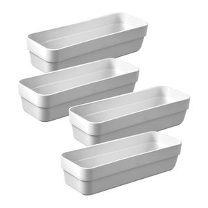 Kit Com 4 Caixas Organizadoras Retangular Logic 5,6x23cm Bege - Martiplast