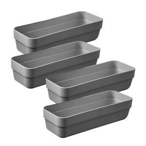 Kit Com 4 Caixas Organizadoras Retangular Logic 5,6x23cm Cinza - Martiplast