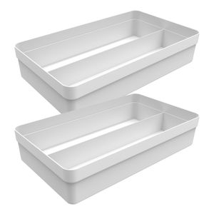 Kit Com 2 Organizadores de Gavetas Logic 2 Divisórias 20x34,5cm Branco - Martiplast