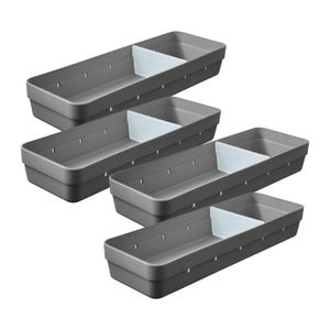 Kit Com 4 Caixas Organizadoras Retangular Logic 5,6x34,6cm Cinza - Martiplast