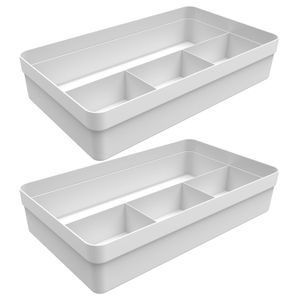 Kit Com 2 Organizadores de Gaveta Logic 4 Divisórias 20x34,5cm Branco - Martiplast