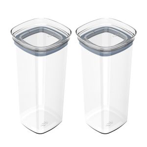 Kit Com 2 Potes Hermético Block Quadrado 1,5l Natural - Ou