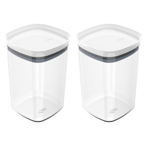 Kit Com 2 Potes Hermético Block Quadrado 1l Branco - Ou