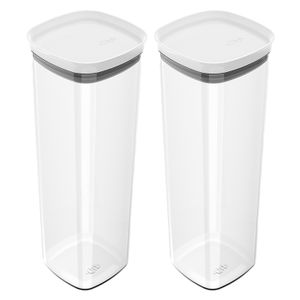 Kit Com 2 Potes Hermético Block Quadrado de 2 Litros - Ou