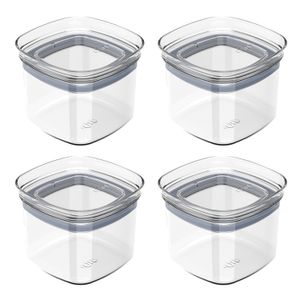 Kit Com 4 Potes Hermético Quadrado Block 450mL Natural - Martiplast