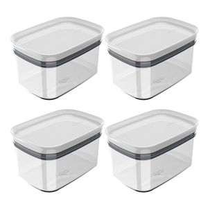 Kit Com 4 Potes Hermético Block 650mL Branco - Ou
