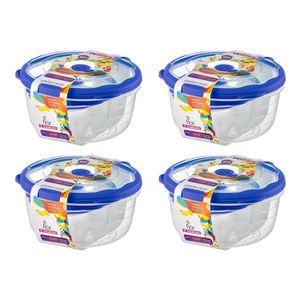 Kit Com 4 Potes de Plástico Flor 3,2l Azul - Sanremo