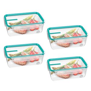Kit Com 4 Potes de Plástico Retangular Fresh 1,2l Verde - Sanremo
