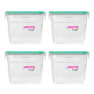 Kit Com 4 Potes de Plástico Retangular Fresh 770mL Verde - Sanremo